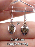Moldavite Dangle Earrings Sterling Silver