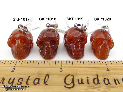 Carnelian Crystal Skull Pendant (Free Shipping)