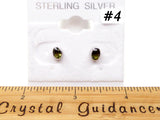 Moldavite Stud Earrings Sterling Silver