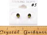 Moldavite Stud Earrings Sterling Silver