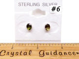 Moldavite Stud Earrings Sterling Silver